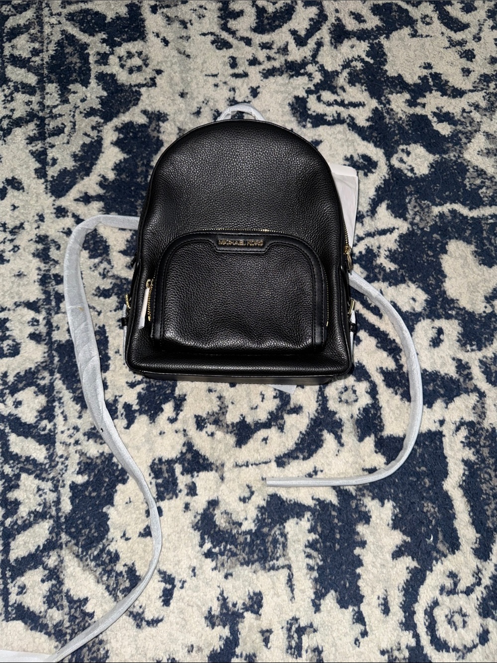Michael Kors Black Pebbled Leather Mini Backpack with Gold Hardware